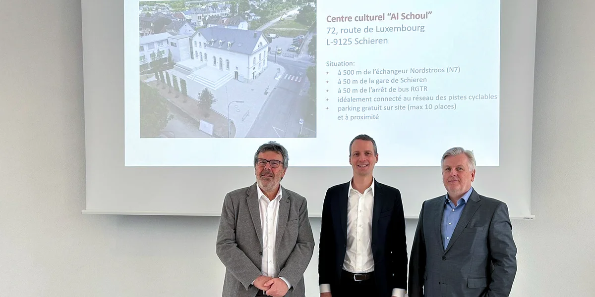 Jean-Paul Zeimes, Buergermeeschter vu Schieren; Serge Wilmes, Jean-Paul Marc, Chargé de mission Coworking au ministère de la Fonction publique | © SIP / MFP